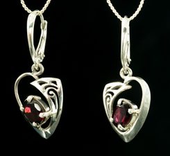ROWAN, Celtic sterling silver earrings, garnet
