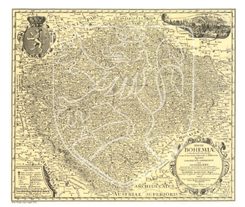 Regni Bohemiae – carte historique du Royaume de Bohême, papier fait main