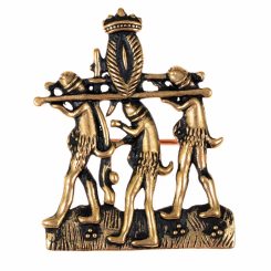 Procession de phallus, pendentif de pèlerin médiéval, bronze