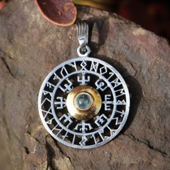 VEGVISIR, runes, pendant, silver, Aquamarine