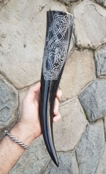 INFINITY, Drinking Horn with Carved Decoration, 0.4 l