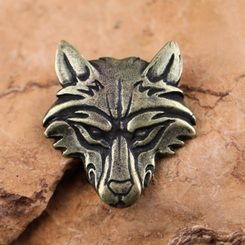 VUK, Wolf Head Pendant, Zinc, ant. brass