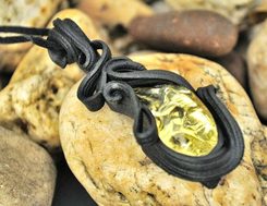 CELTIC GLASS BEAD, yellow with eyelets, replica