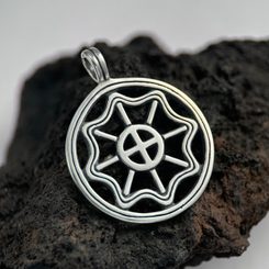 SUN CROSS with SACRED TREE, silver pendant
