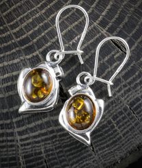 DANICA, yellow amber, earrings, sterling silver