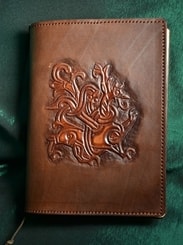 LEATHER BOOK CASE, viking dragon