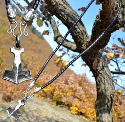 BIFRÖST, forged Thor's Hammer, leather necklace - bolo