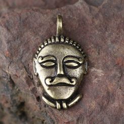 CELTIC HEAD, Msecke Zehrovice, Bohemia, zinc pendant, antique brass