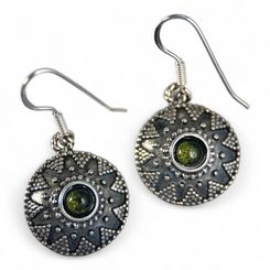ANTICA ROMA, silver earrings, Moldavite, Ag 925/1000