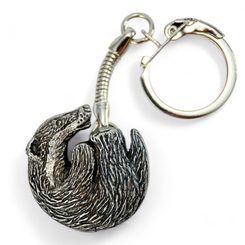 Badger key ring, zinc antique silver