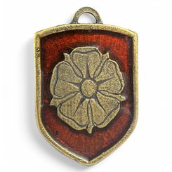 Rose of Rosenberg, medieval coat of arms in shield, zinc, old brass, enamel