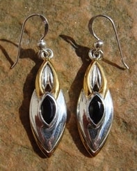 BLACK QUEEN, silver earrings with black spinel, Ag 925