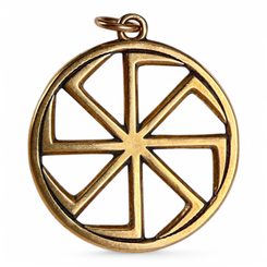 BRONZE KOLOVRAT, SLAVIC SUN WHEEL PENDANT