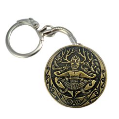 Cernunnos key ring, zinc old brass