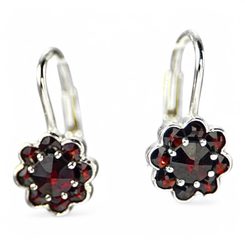 FLORA, boucles d'oreilles en argent avec grenats, Ag 925/1000
