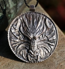 LOUP, grand talisman - médaillon de loup, amulette
