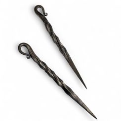 SHOEHORN, iron, wooden handle, with hook