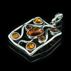 KUPALA, amber, earrings, green, sterling silver