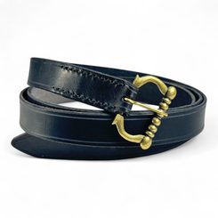 BOHEMIA medieval leather belt black, brass colour