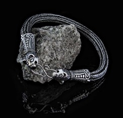 VIKING BRAIDED BANGLE, Borre style, silver 925, 20 g