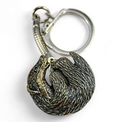 Badger keychain, zinc old brass