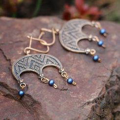 JOVANKA, earrings, bronze, blue
