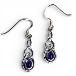 Nœud celtique, améthyste, boucles d'oreilles en argent 925/1000
