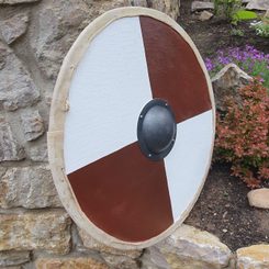 Bouclier viking rond, contreplaqué, lin, cuir brut 70cm