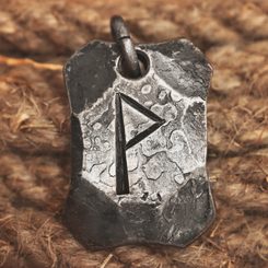 WUNJO, forged iron rune pendant, Fer, forgé, pendentif