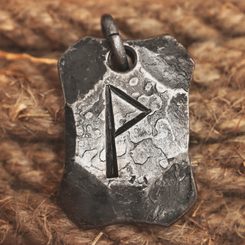 WUNJO, forged iron rune pendentif, Fer, forgé, pendentif