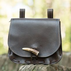 LEATHER HISTORICAL BELT BAG, antler, brown