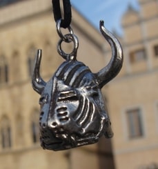 TOURNAMENT HELMET, pendant, pewter