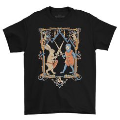 DUEL - medieval Rabbit and Knight, t-shirt, black
