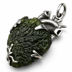 Sterling Silver Pendant with Natural Moldavite, 925 Silver