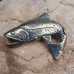 TROUT, fish pendant, bronze