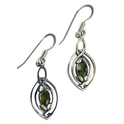 MAIA, earrings, faceted Moldavite, silver