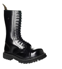 Leather boots STEEL black 15-eyelet-shoes