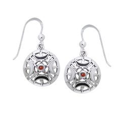 FIRE MOON PENTACLE, silver earrings, Ag 925