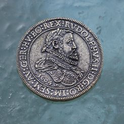 Bohême, Rudolf II 1576 - 1611 Thaler, zinc, pièce de monnaie - réplique, vieux laiton
