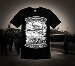 Tchécoslovaquie, T-shirt de résistance de la Seconde Guerre mondiale, noir