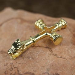 FENRIR, Icelandic wolf cross, gold plated pendant