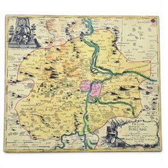 Prag und Umgebung, historische Karte, handgeschöpftes Papier