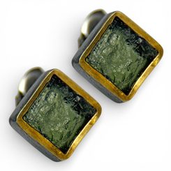 SILVANIA, moldavite, silver earrings, Ag 925/1000