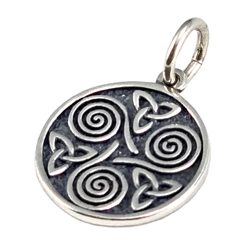 Druid Spiral, triskel silver pendant, silver 925