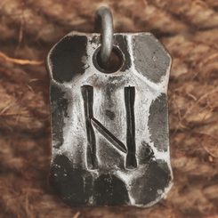 HAGALAZ, forged iron rune pendant
