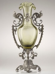 GREEN MAN, MASCARON, historical glass vase