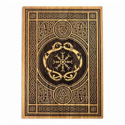 Aegishjalmur and Valknut, wall decoration, wood 32x46cm
