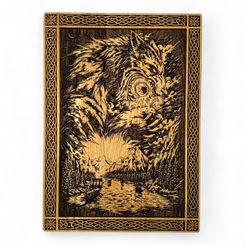 FENRIR - Wolf without chains wall decoration, wood 32x46cm