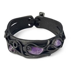 PRAGA, mittelalterlicher Anhänger, Amethyst und Mondstein, Silber 925/1000