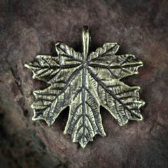 Maple Leaf, zinc pendant, antique brass